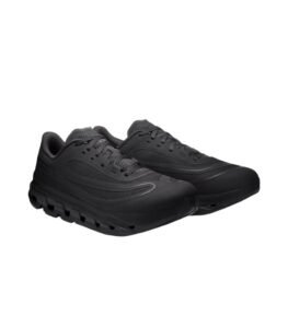 On Cloudflow 5 running shoes in black with lightweight design and cushioned sole for all day comfort