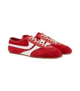 Dries Van Noten red suede low top sneakers with minimalist design