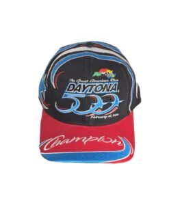 Vintage NASCAR embroidered cotton trucker cap in worn neutral tones