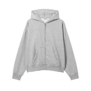 Weekday oversized grey zip hoodie worn in casual everyday outfits