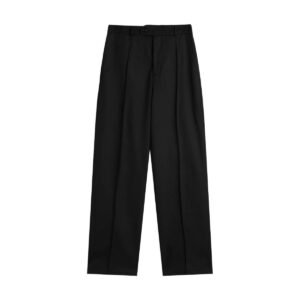 About Blank pleated trousers styled with minimal outfit for everyday city wear