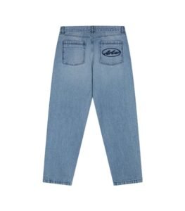 Arte Antwerp circle logo pocket pants in bleach denim with relaxed streetwear silhouette