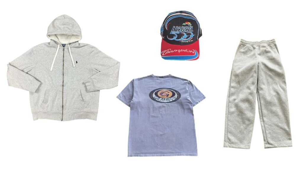 Casual clothing and cap arrangement