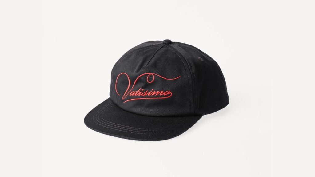 Black cap with red embroidery