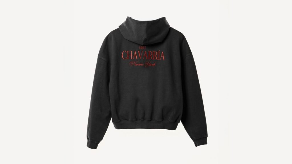 Black hoodie with red text