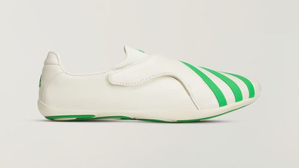 White shoes with green stripes
